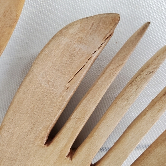 Vintage Hand Carved Wooden Kenya Fork and  Spoon Elephants - Picture 9 of 9